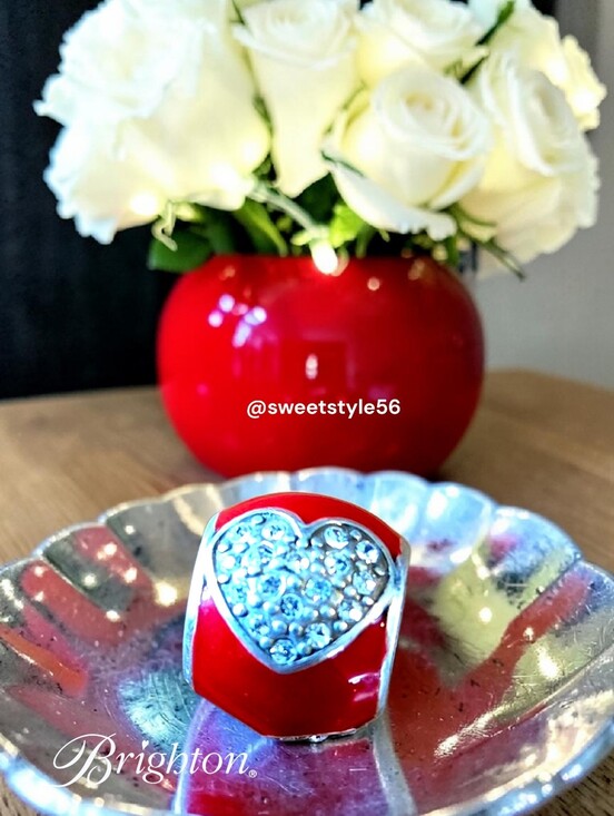 Brighton Jewelry - BRIGHTON "Blissful Heart" Red Enamel And Crystal Heart Charm TIMELESS!